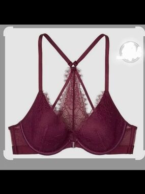 Victoria’s Secret - 36D - Burgundy Lace Very Sexy Strappy Back Push-Up Bra -NWOT